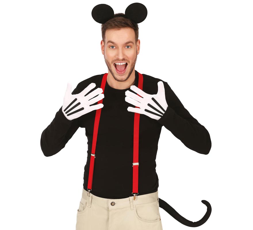 Maus-Set für Erwachsene: Stirnband, Handschuhe, Schwanz und Hosenträger-0