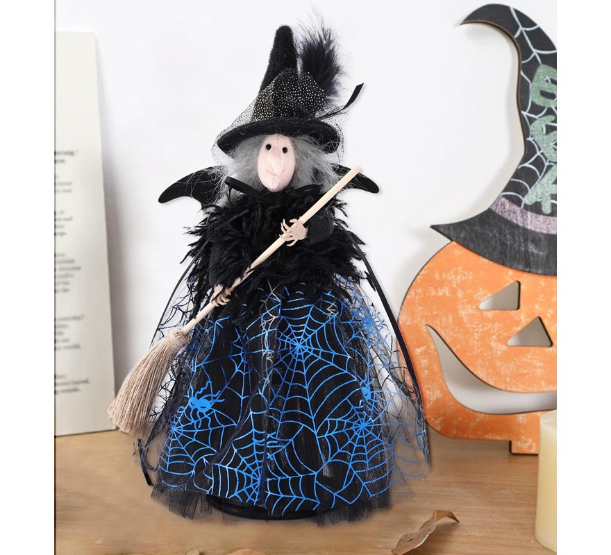 Luxe Blue Witch Ornament 28 cm