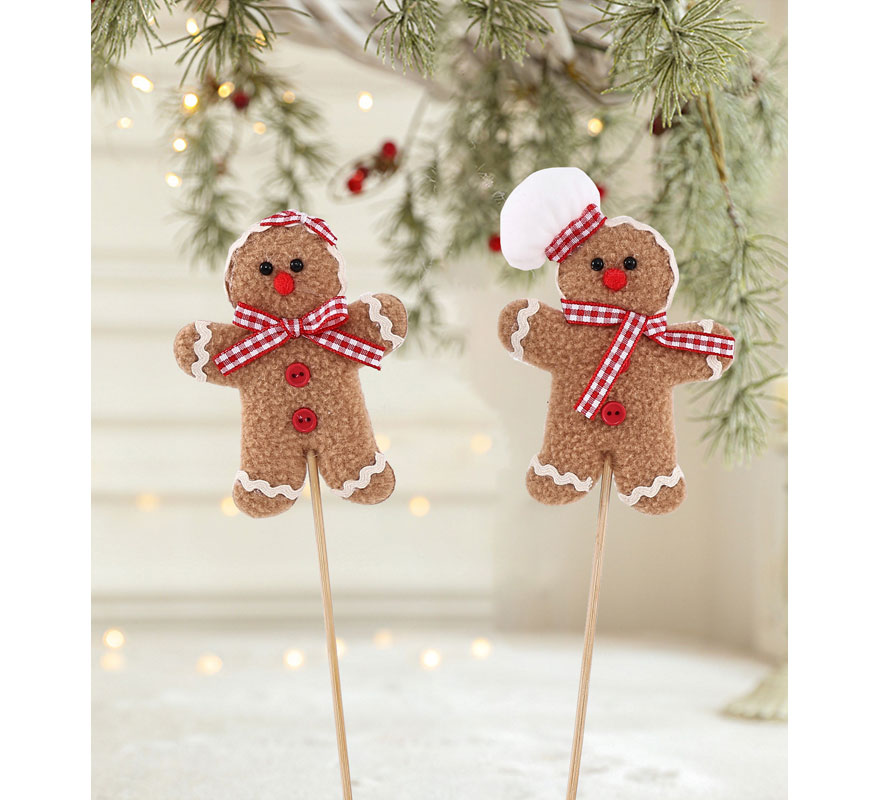 Adorno de Galleta de Jengibre con Palo surtidos de 10 cm