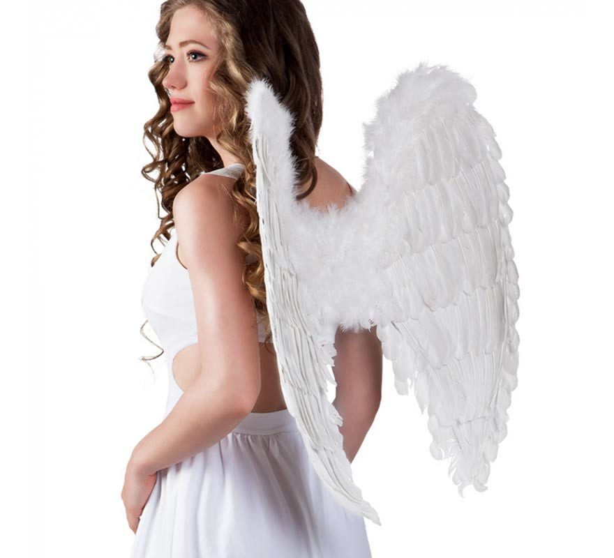 Asas de anjo com penas de 65x65 cm em várias cores