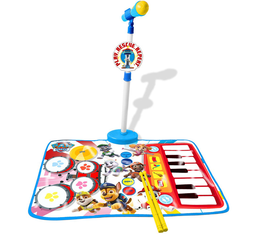 Alfombra Batería y Piano con Micrófono de Pie y Baquetas Paw Patrol
