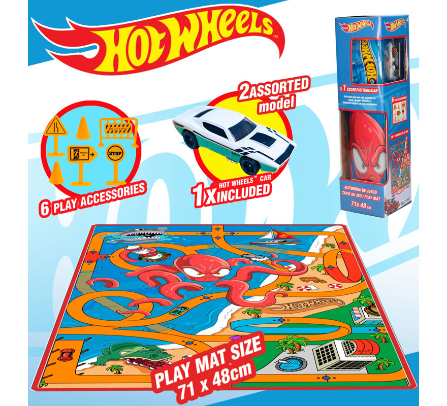 Alfombra Hot Wheels de 70x47,5 cm con coche y señales