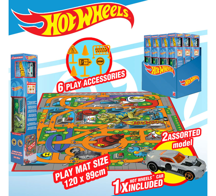 Alfombra Hot Wheels de 87,5x118 cm con coche y señales