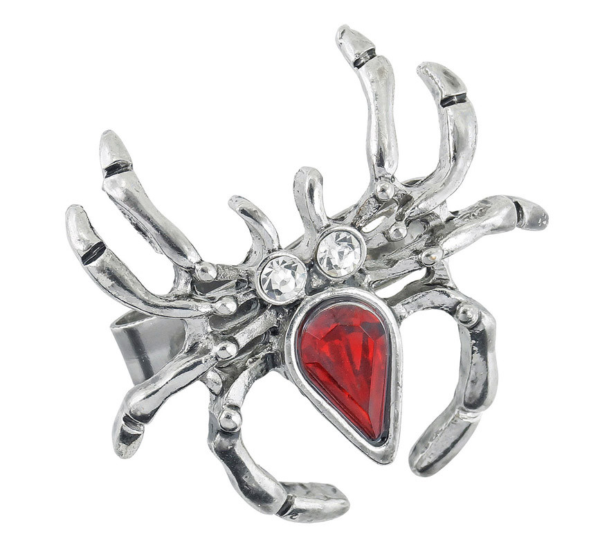 Orecchini Ragno Di Halloween Con Strass Rossi – Gioielli Donna In Zinco, 2x5 Cm