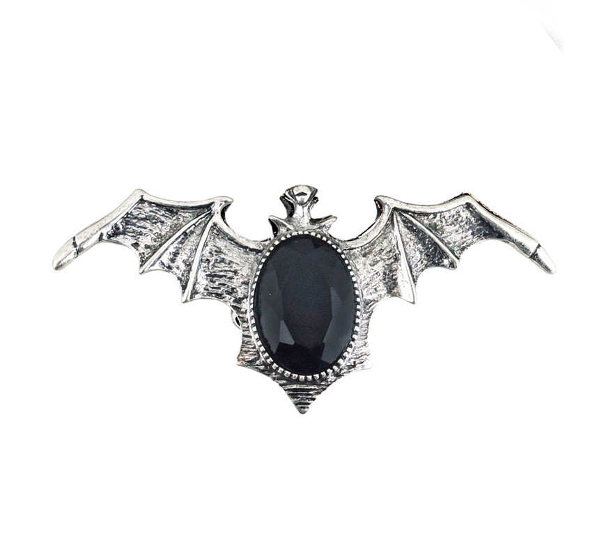 Gothic Bat Ring with Black Stone