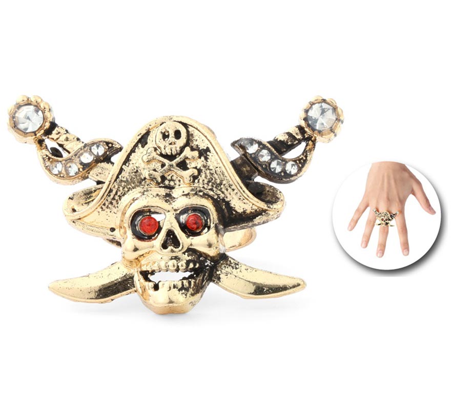 Bague pirate avec crâne et épées