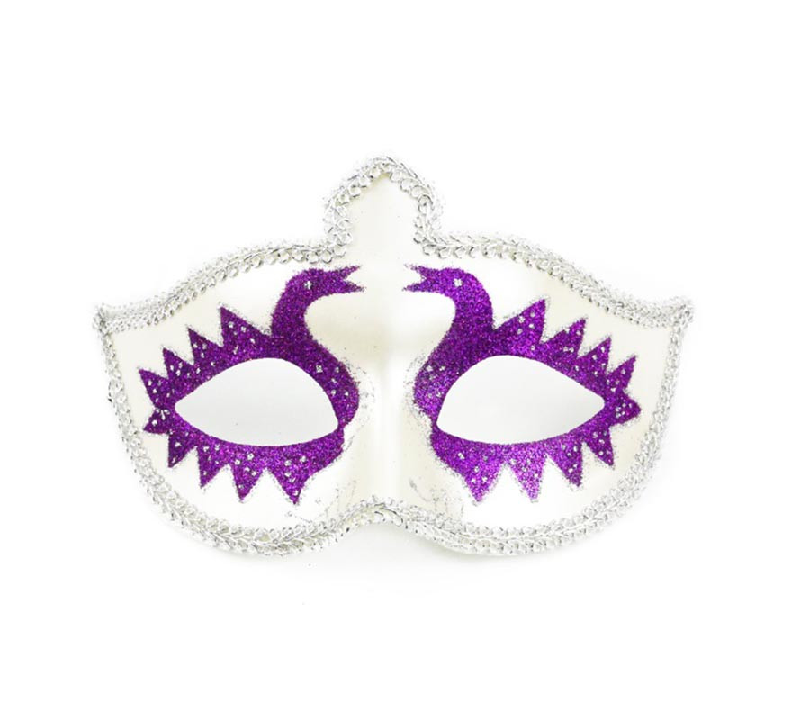 Maschera di Carnevale bianca e viola