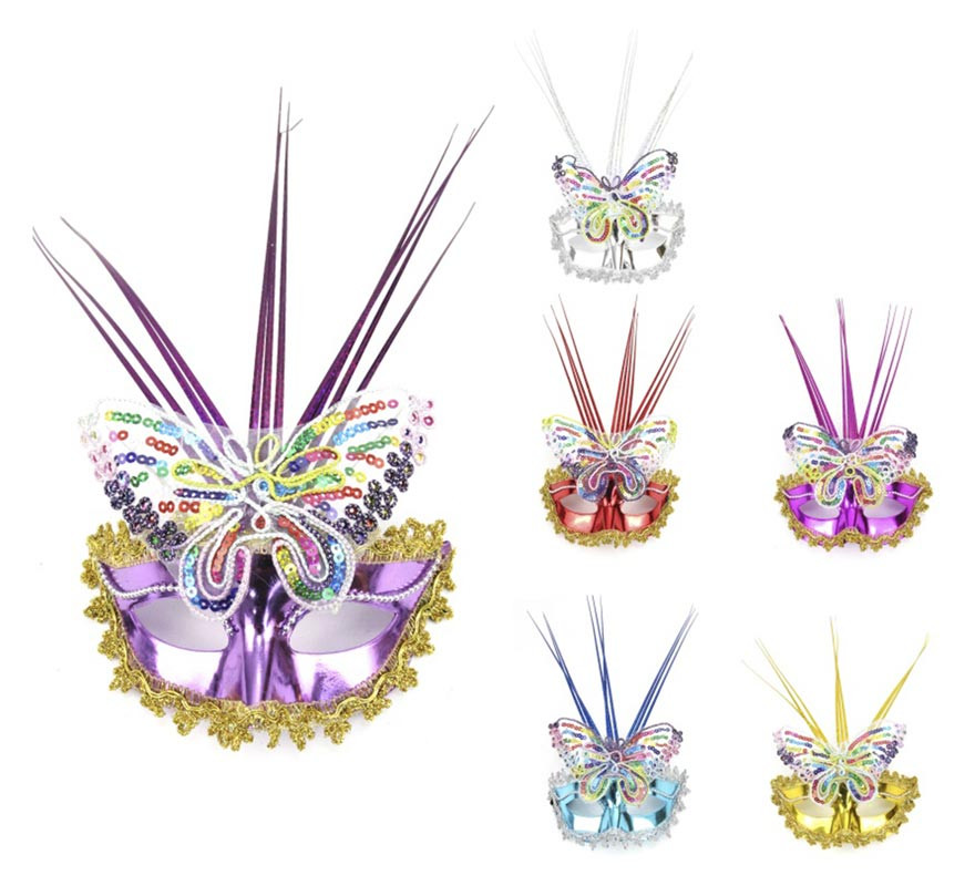 Multicolor butterfly Carnival mask assorted colors