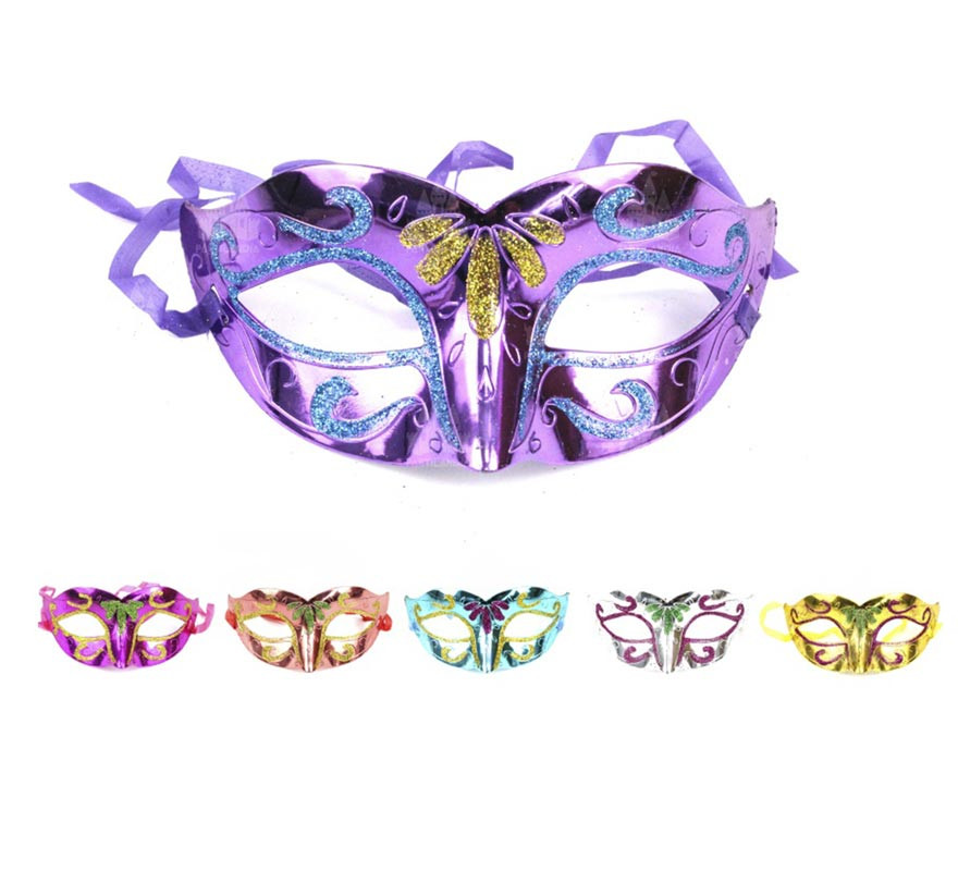 5 maschere mascherine CARNEVALE per party, feste ecc. - colori assortiti