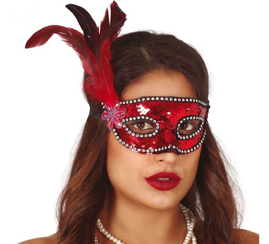Carnevale maschera per donna pizzo, frange, piume pavone, paillettes –  hobbyshopbomboniere