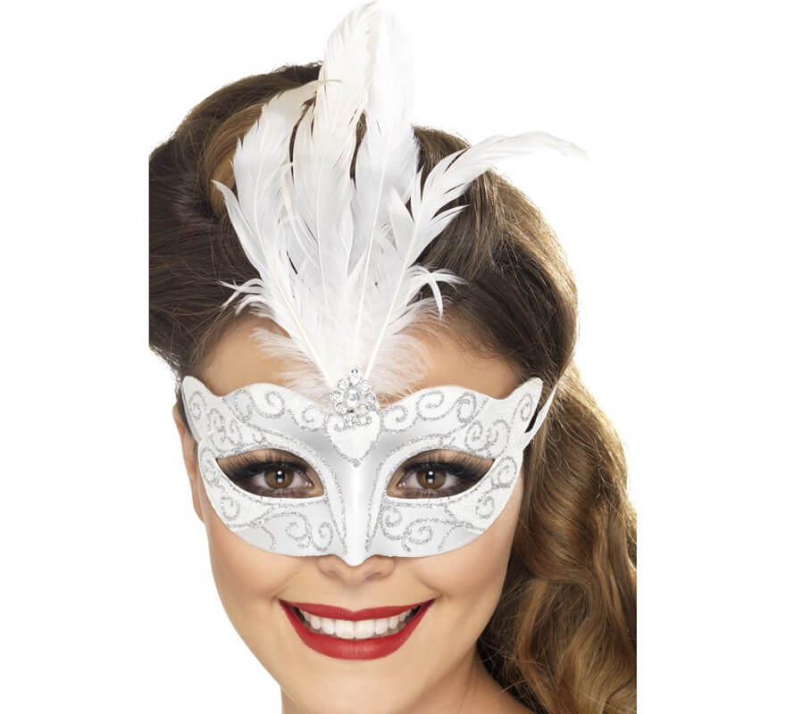 Masque vénitien original pour les fêtes de carnaval avec plumes et  décoration faite à la main -  France