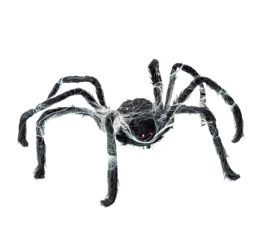 Walking black spider with web 80x18x8 cm