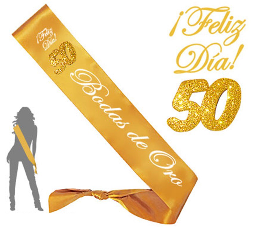 Banda Bodas de Oro 50 purpurina  Complemento perfecto para 50