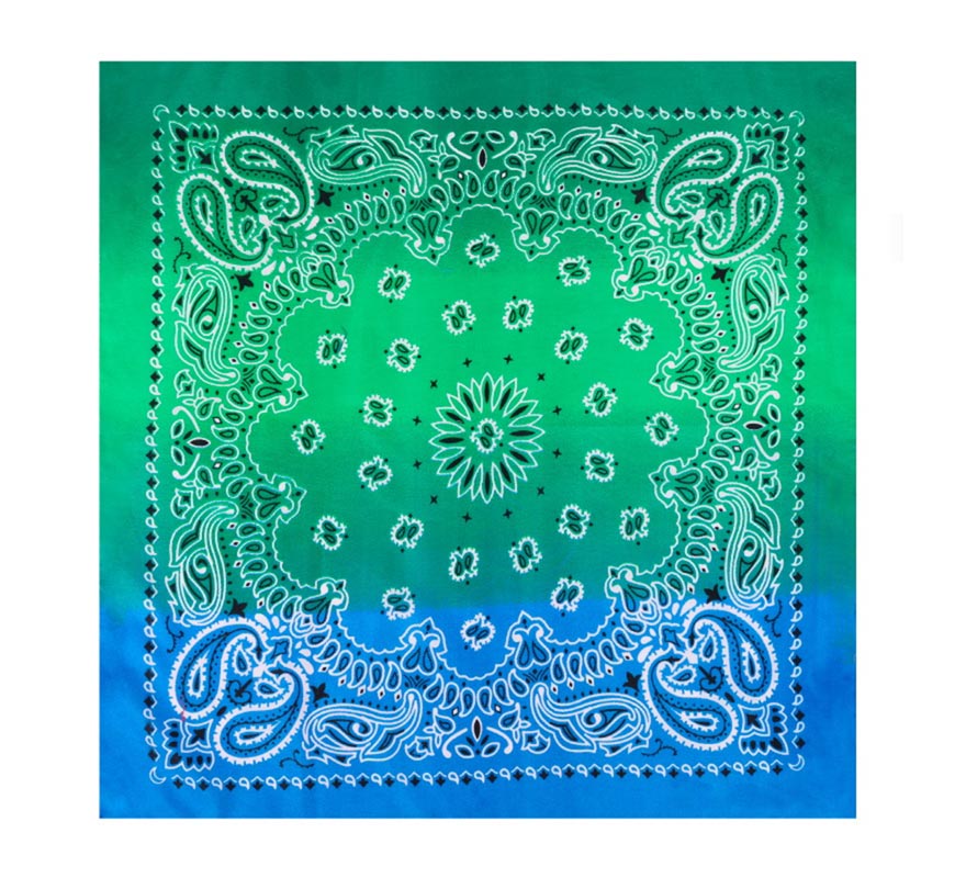 Bandana ou lenço Paisley gradiente azul 54x54 cm