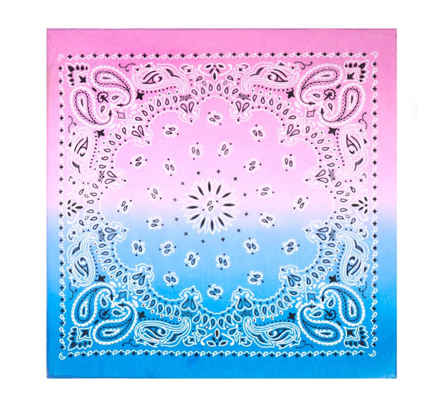 Bandana ou lenço Paisley gradiente roxo 54x54 cm