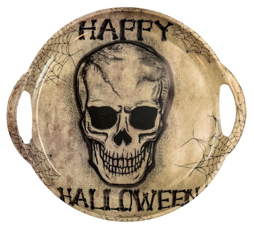 Bandeja con Calavera Happy Halloween con Asas de 30 cm