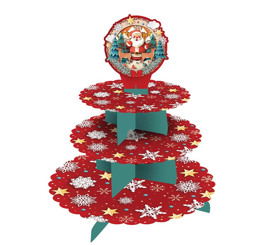 3-tier red Santa Claus tray 40x30 cm