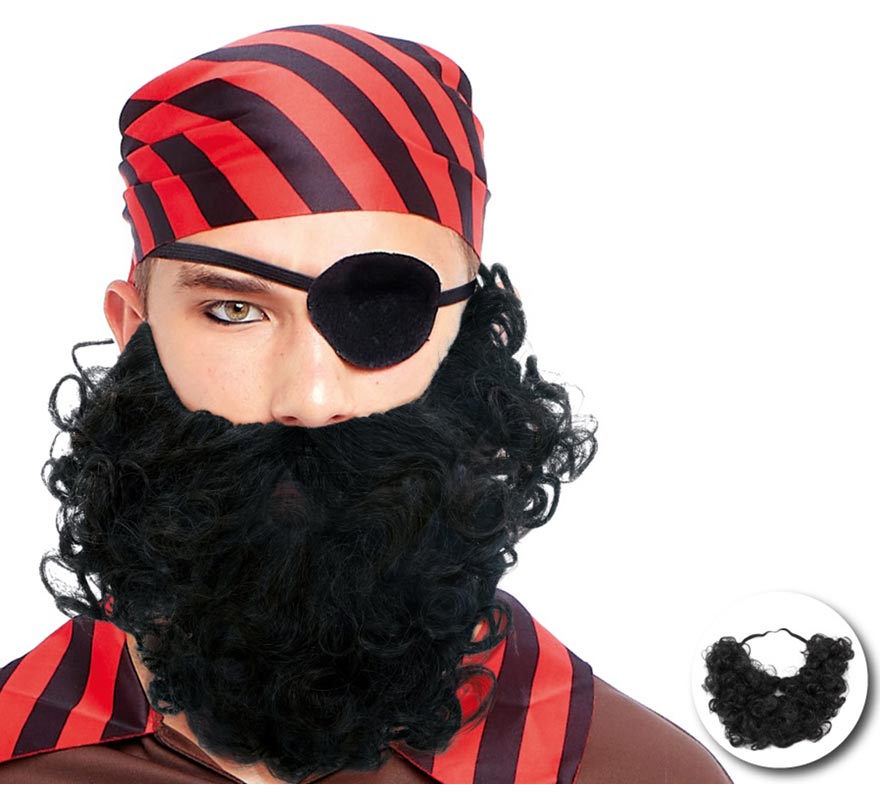 Black curly pirate beard