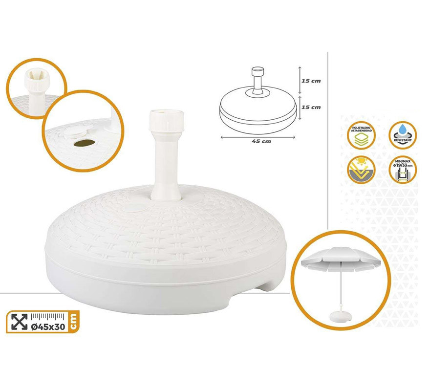 Base Parasol Blanco 45Xh30 cm20KgTubo D1933mm