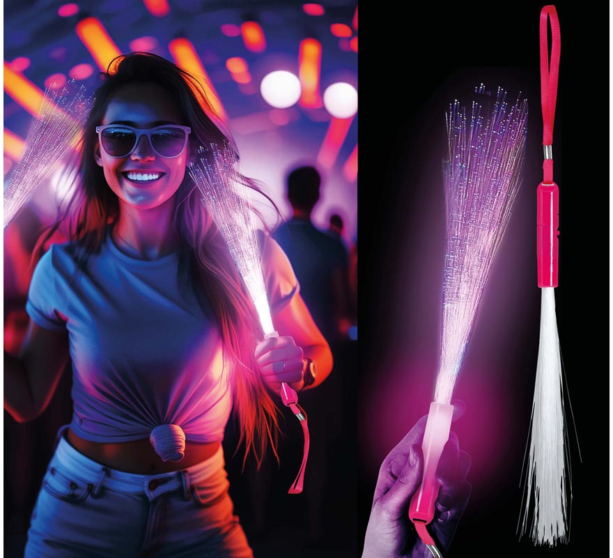 Bastón Fibra Óptica Led de 25 cm en colores surtidos