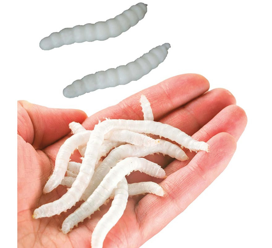 Blister pack of 20 elastic worms 4 cm