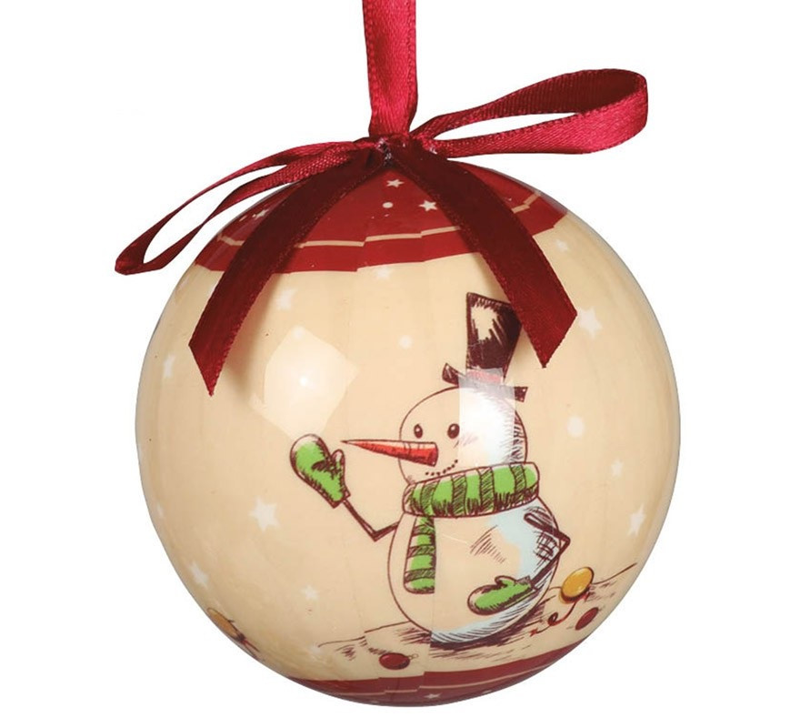 Blister of 6 Snowman Decoration Balls 75 mm