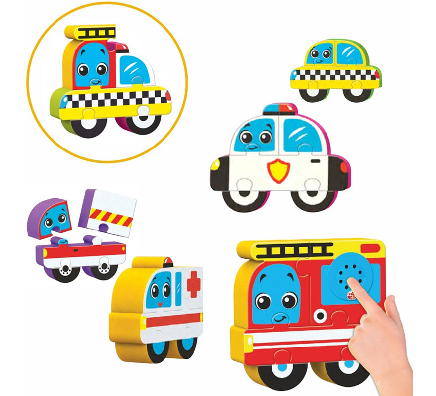 Bloques de Puzzles de Figuras de Vehículos con Sonido