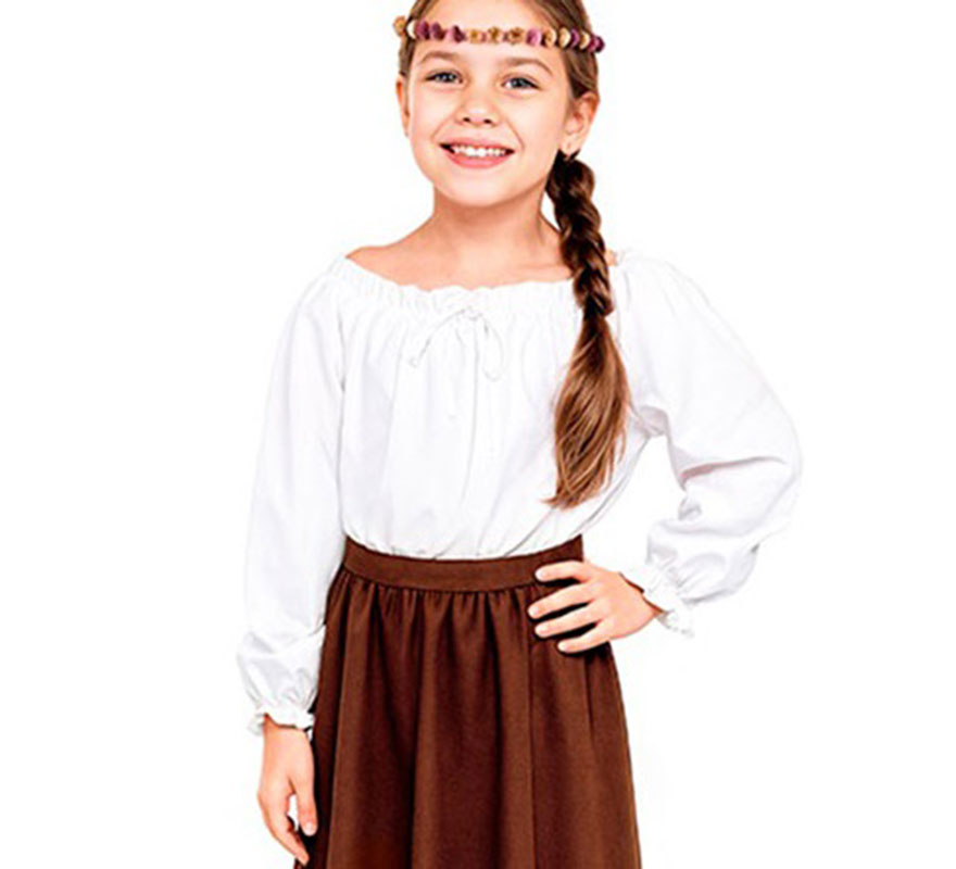 Blusa Medieval blanca para niña