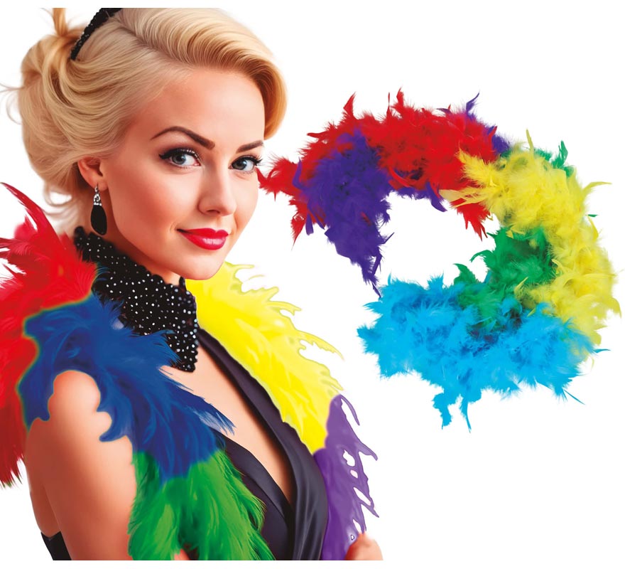 Boa of 40 gr Multicolor feathers of 180 cm