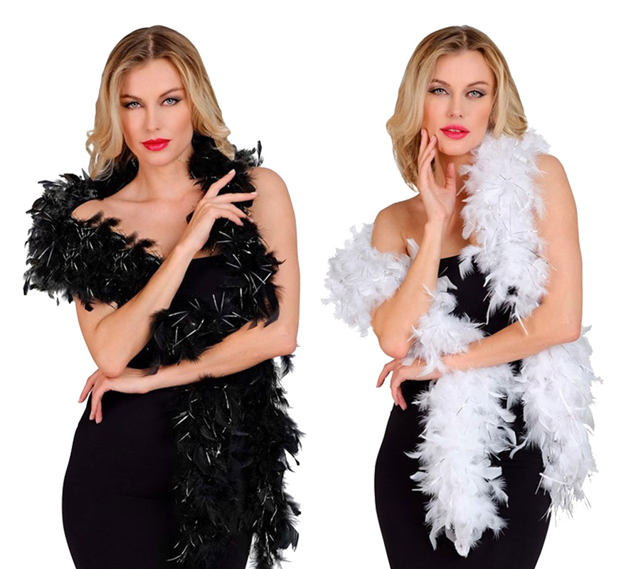 Feather Boa with silver foam measuring 1.80m and 80g in various colors