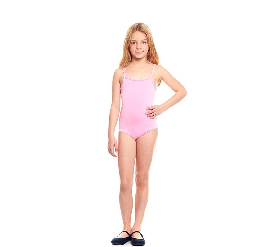 Knitted bodysuit or leotard with pink straps for girls