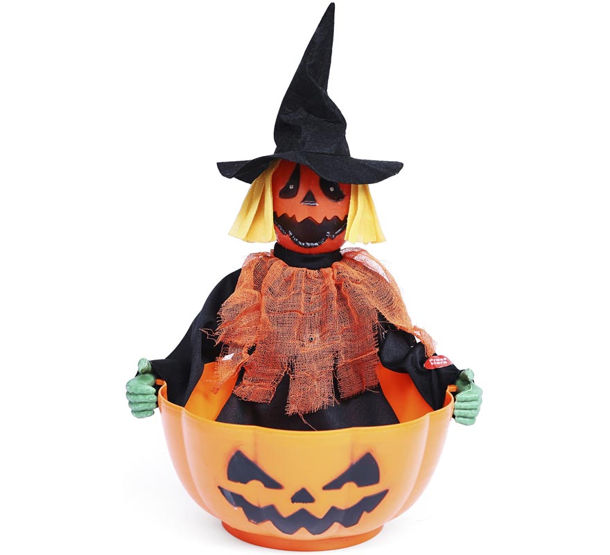 Tigela de abóbora animada com luz, som e movimento 28x28x30