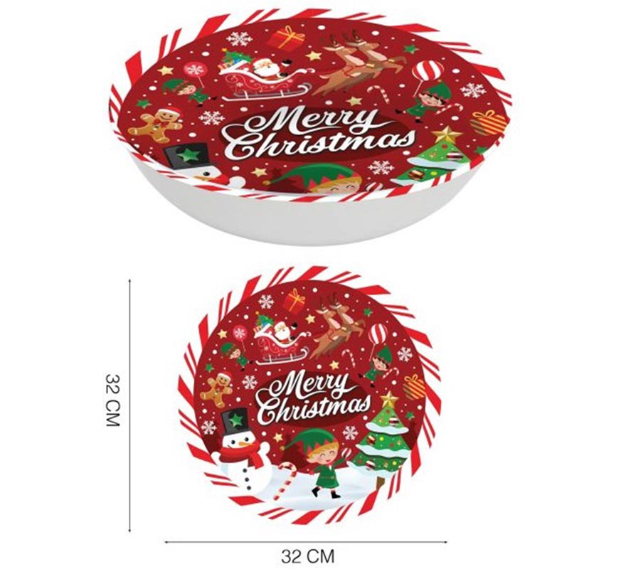 32 cm red pvc Merry Christmas bowl