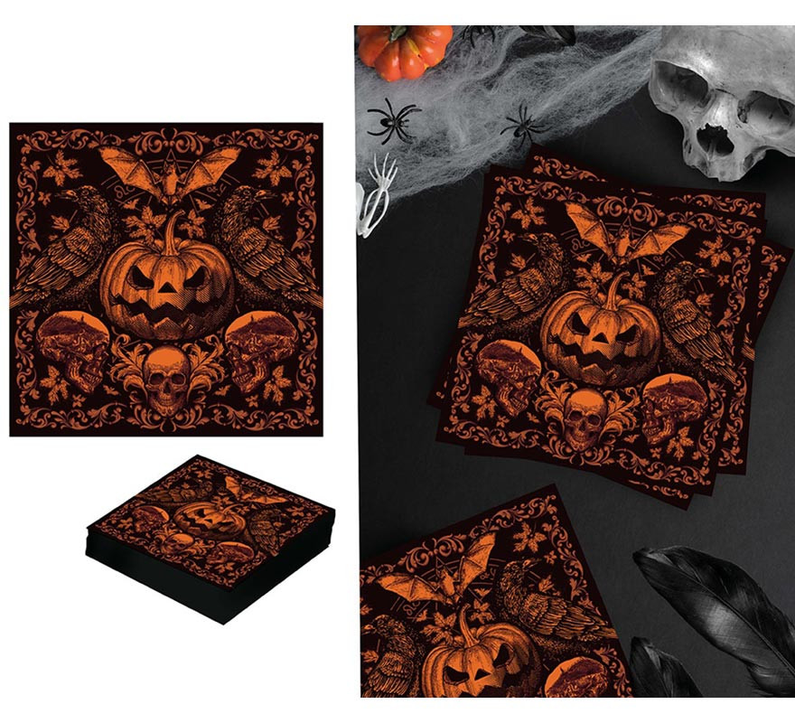 Bag of 20 Gothic Pumpkin Napkins 16x16 cm