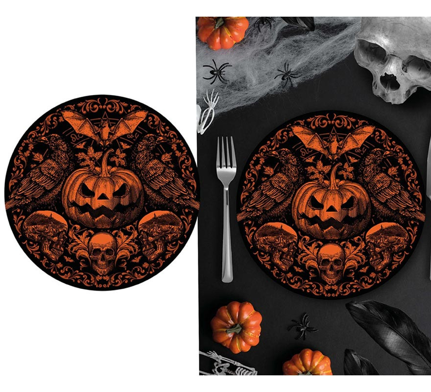 Bag of 6 Gothic Pumpkin Plates 23 cm