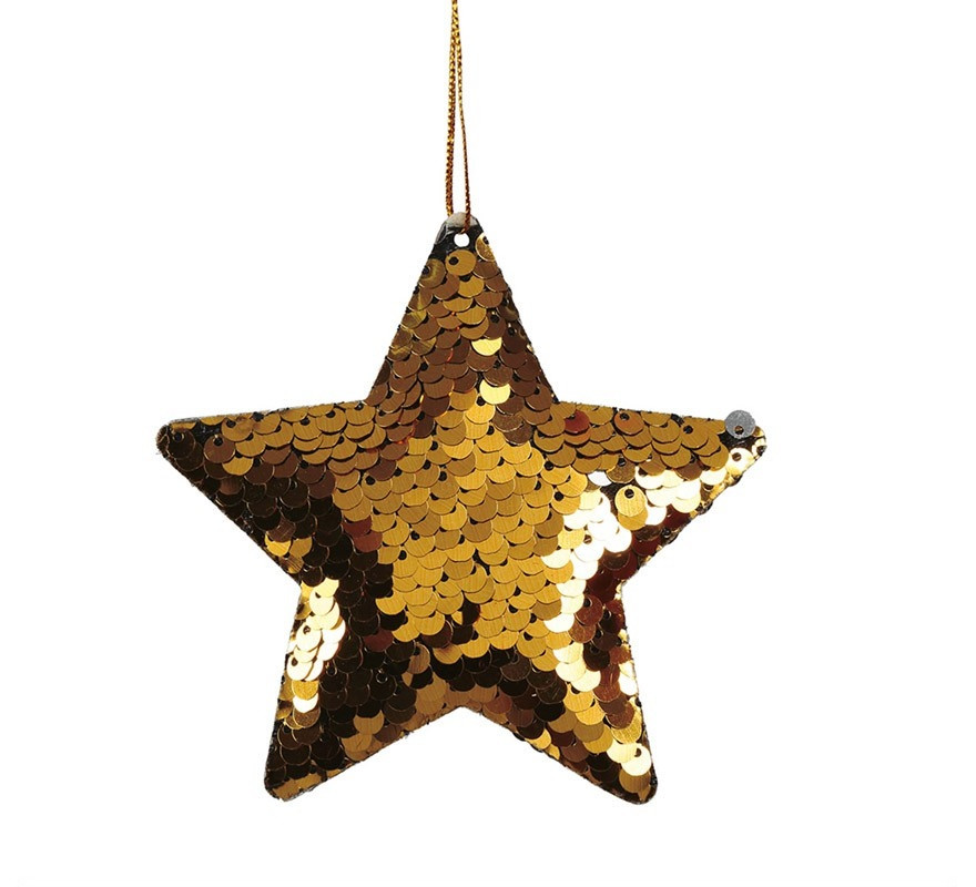 Bag of 2 Gold Sequin Stars 8 cm