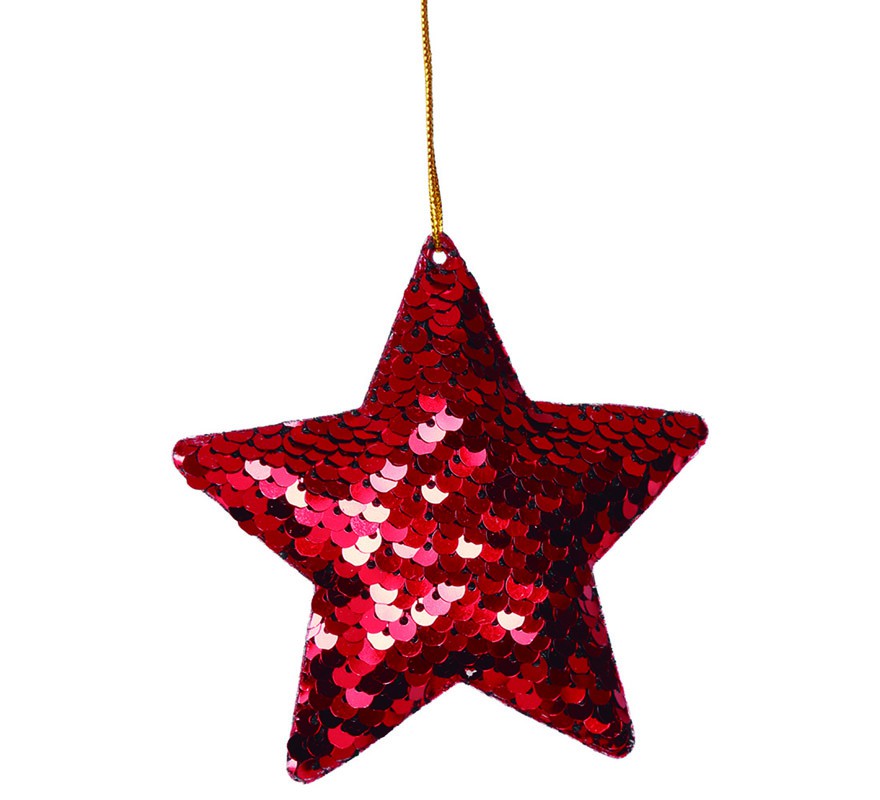 Bag of 2 Red Sequin Stars 8 cm