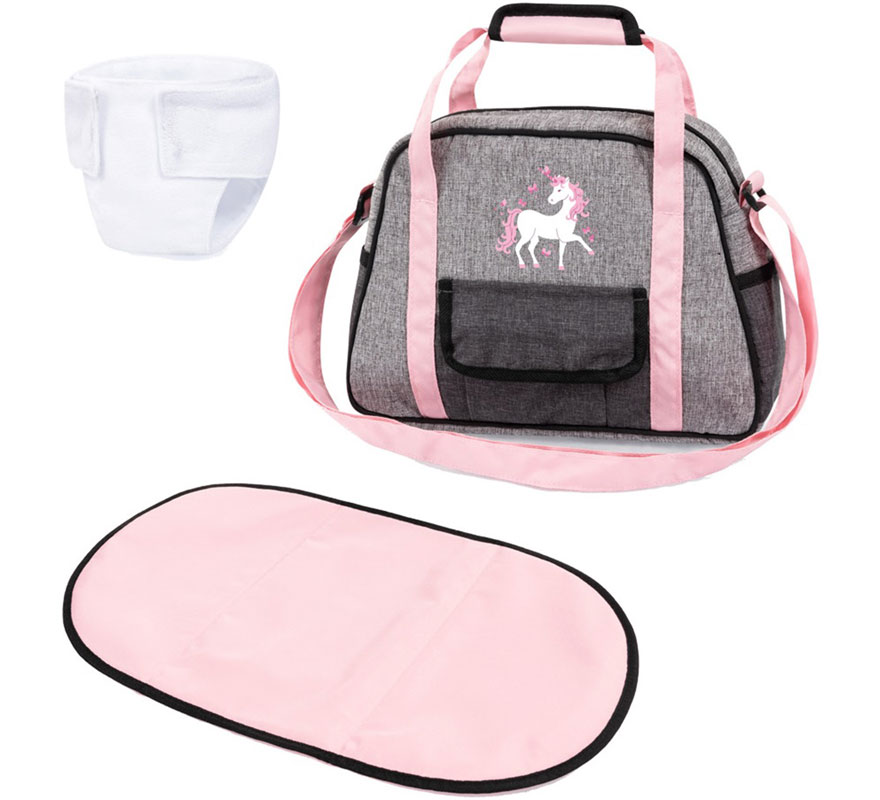 Bolsa de Guardería rosa y gris para Muñecas