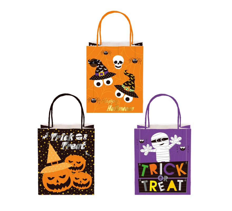 Saco de presente Kraft de Halloween com alça 32x42x11,5cm