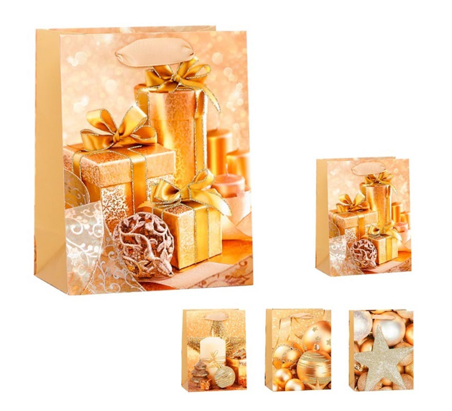Saco de presente de Natal dourado 50,5X72,5X17,5 cm