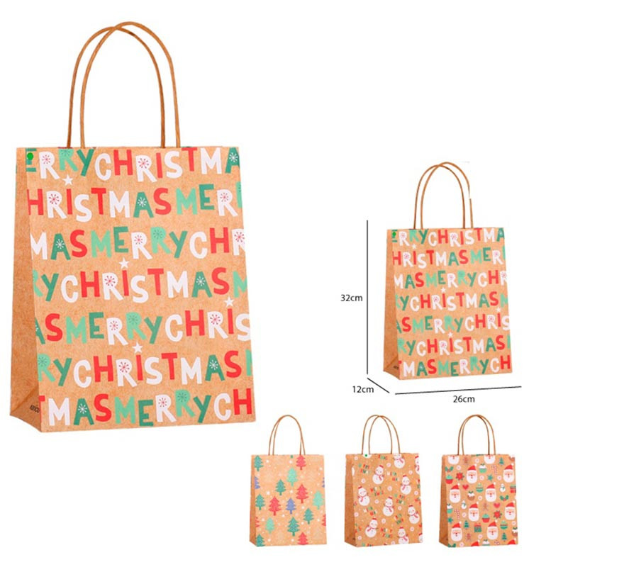 Kraft Xmas Gift Bag 26X32X12 cm