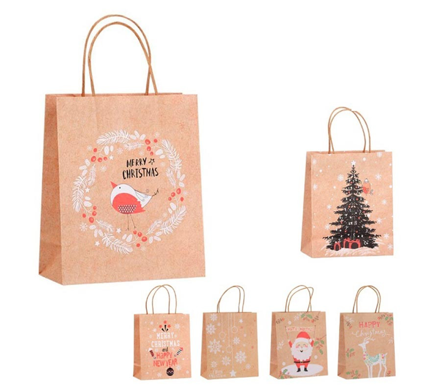 Bolsa de Regalo Xmas kraft de 32X42X11 cm