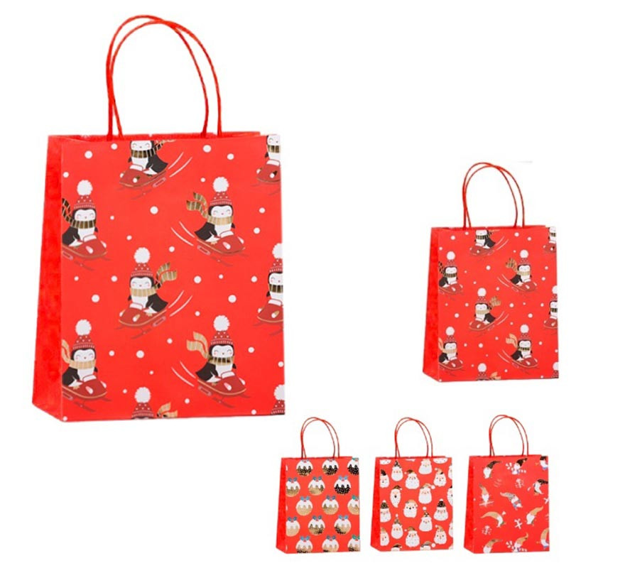 Red kraft Xmas Gift Bag 21X25.5X10 cm