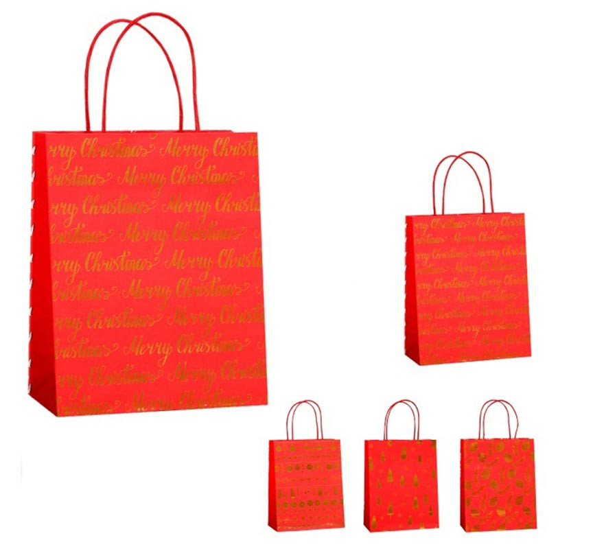 Sacola de presente de Natal 32X42X11 cm kraft vermelho
