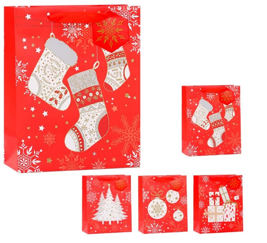 Saco de presente de Natal vermelho 26X32X12,5 cm