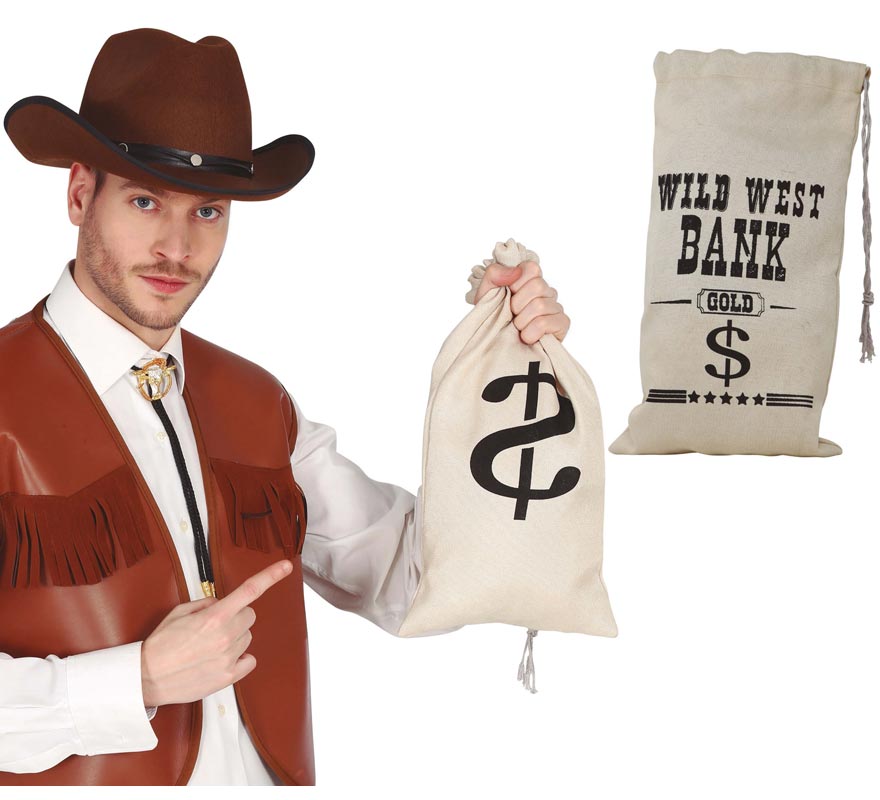 Cloth money bag for Cowboy, Bank Thief 42X22 cm