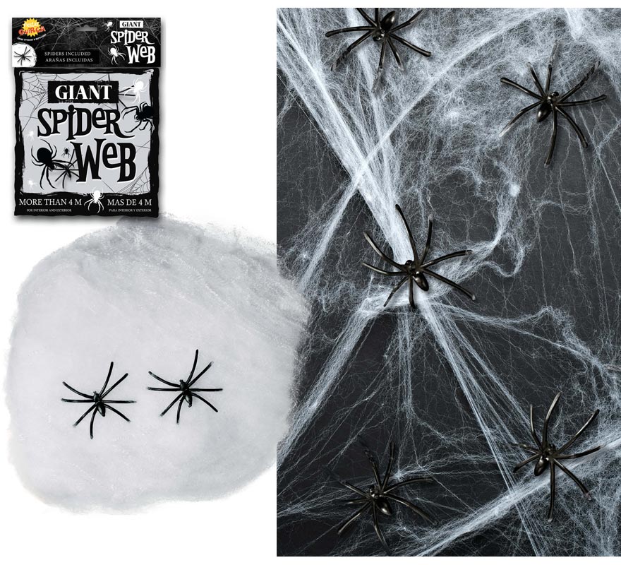 500 gr cobweb bag with 4 spiders to decorate