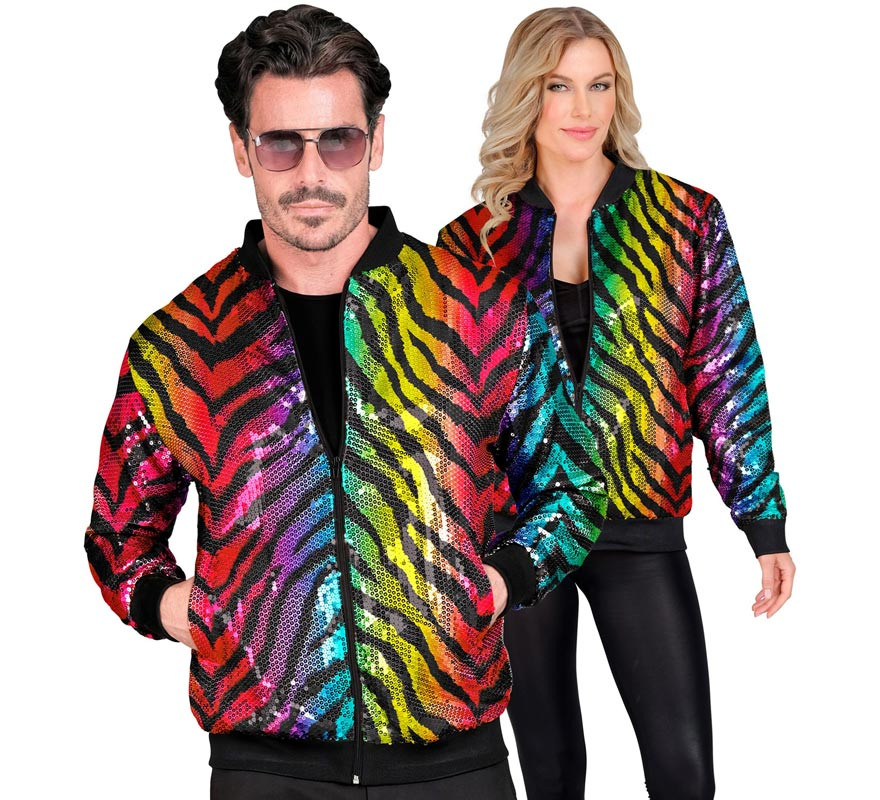 Multicolour striped animal print Fashion Bomber for adults