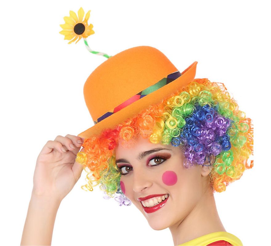 Jogador de palhaço com flor em várias cores