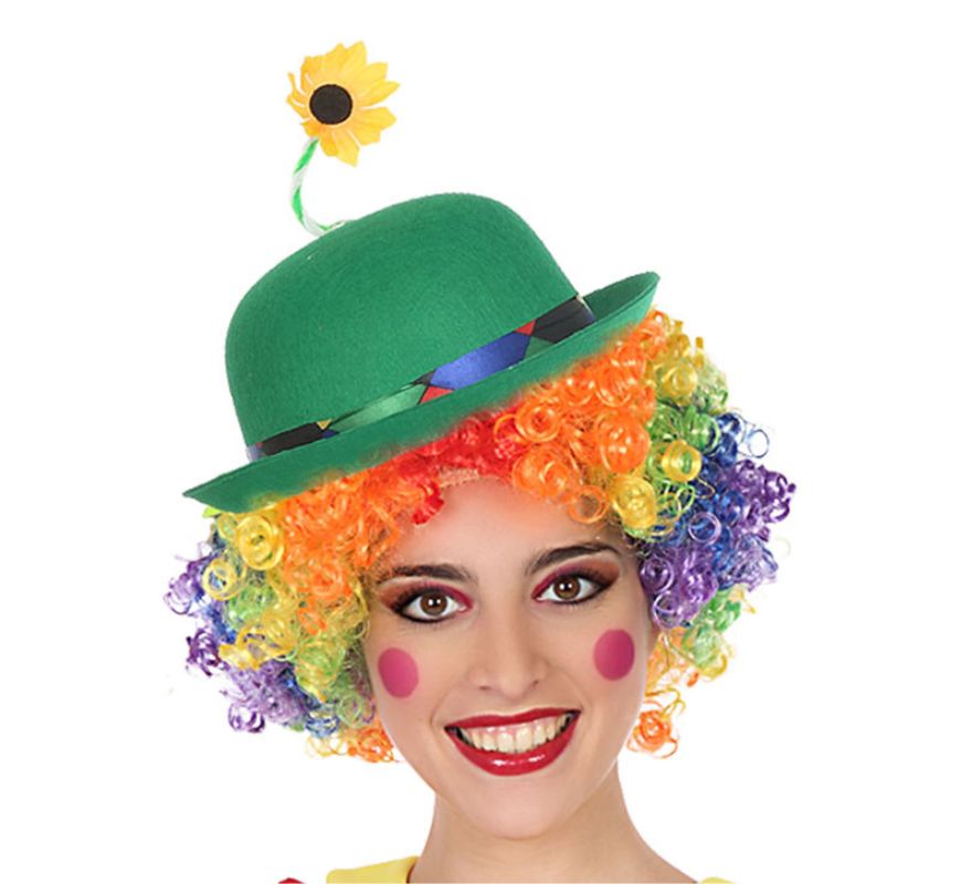 Jogador de palhaço com flor em várias cores